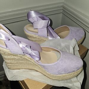 Lavender Espadrille Wedge Sandals